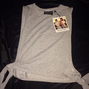 Sparkly silver MINKPINK side slit w/ ties top!