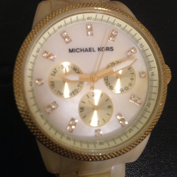 Michael Kors Gold and Tan Watch with Original Box.