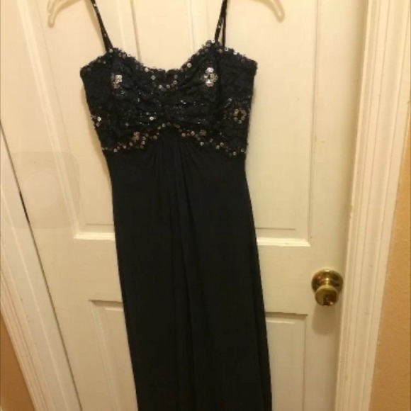 Tadashi Brand Navy Long Prom Dress 2 Sequin