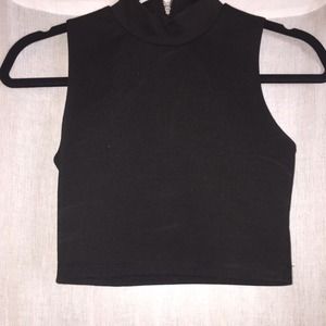 Black high neck crop top