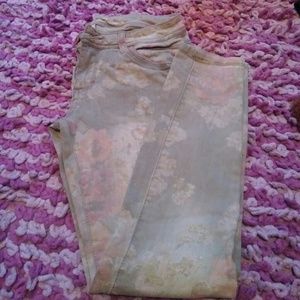 Floral print grey skinny jeans
