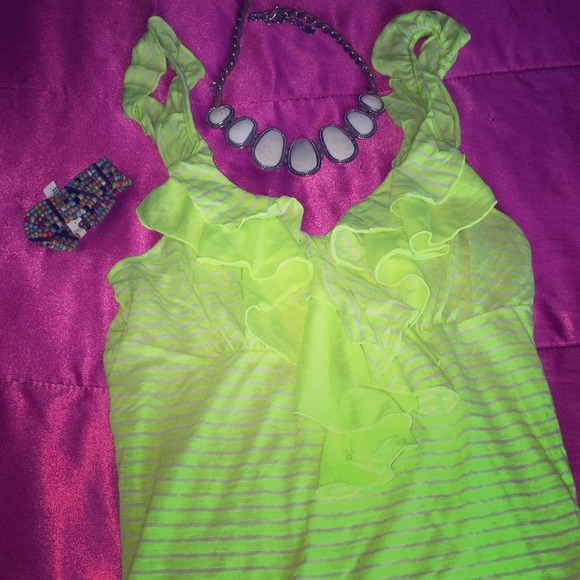 Charlotte Russe neon ruffled tank top