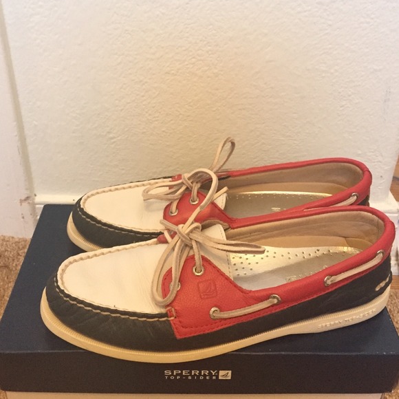 Sperry Shoes - Red White and Blue Leather Sperry Topsider