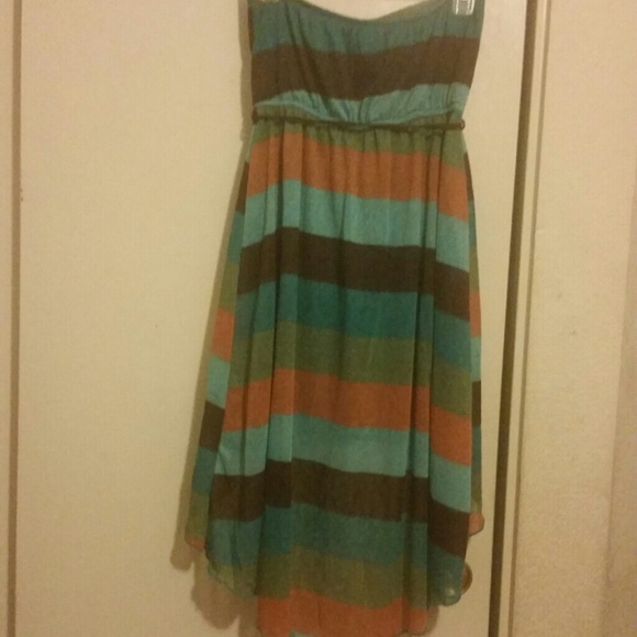 COLORFUL HI-LOW STRAPLESS DRESS - Picture 2 of 2