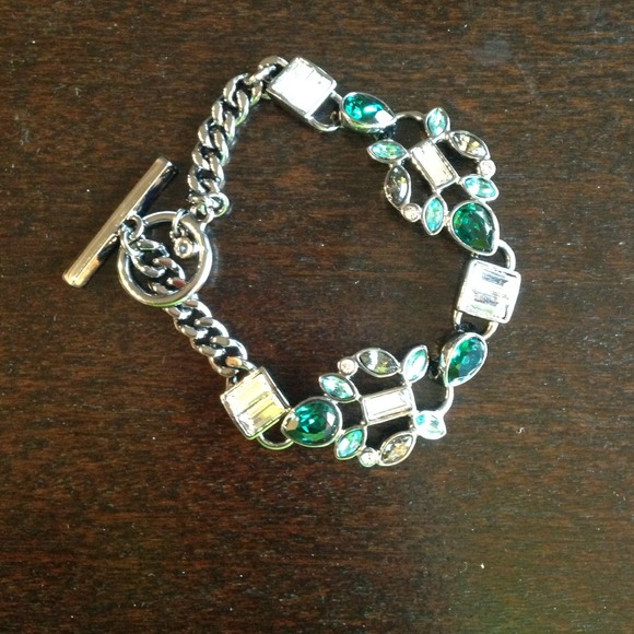 Emerald and diamond toned bracelet