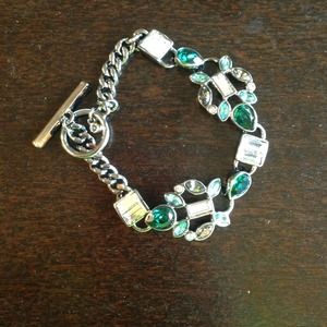 Emerald and diamond toned bracelet