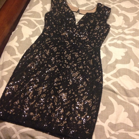 Black lace Bcbg dress with sequins.