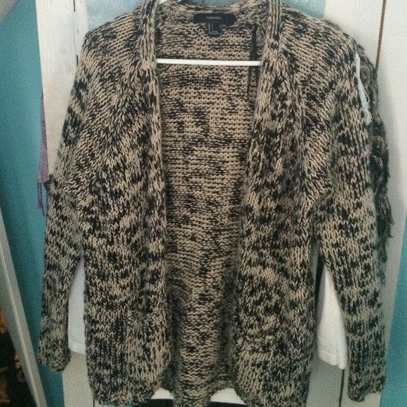 Cozy Black and Cream Forever 21 Cardigan Sweater