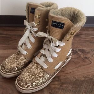 Sperry Gold Sparkle High Top Boots