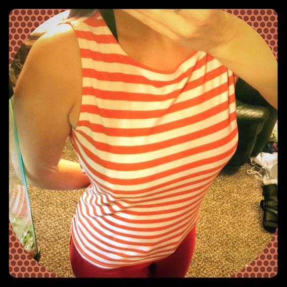 Cute summer orange and white striped dress top
