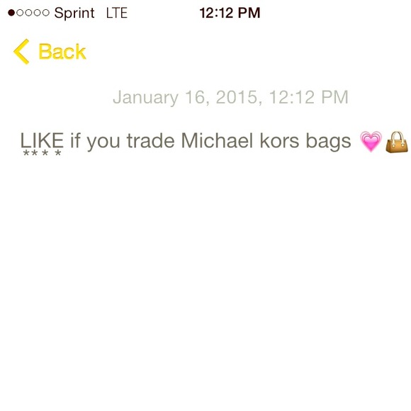 Like this if you trade Michael kors bags.