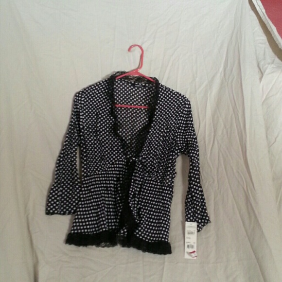 Polka dot drawstring blouse