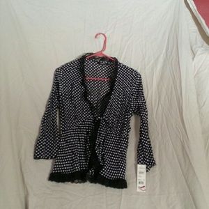 Polka dot drawstring blouse
