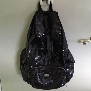 Black sequin PINK backpack