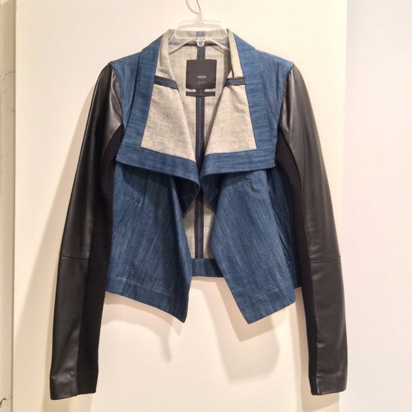 Veda Leather and Denim Motorcycle Jacket