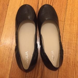 New Aqua black patent flats