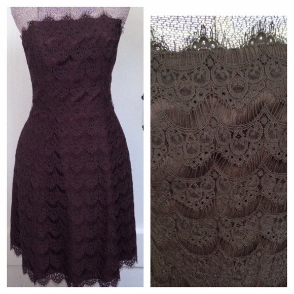 Shoshanna Dresses & Skirts - Shoshanna Chocolate Lace Strapless Dress