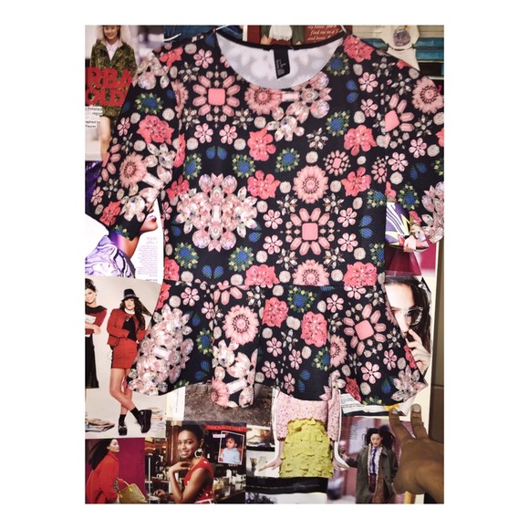 H&M Multi Print Peplum Top for Sale💕