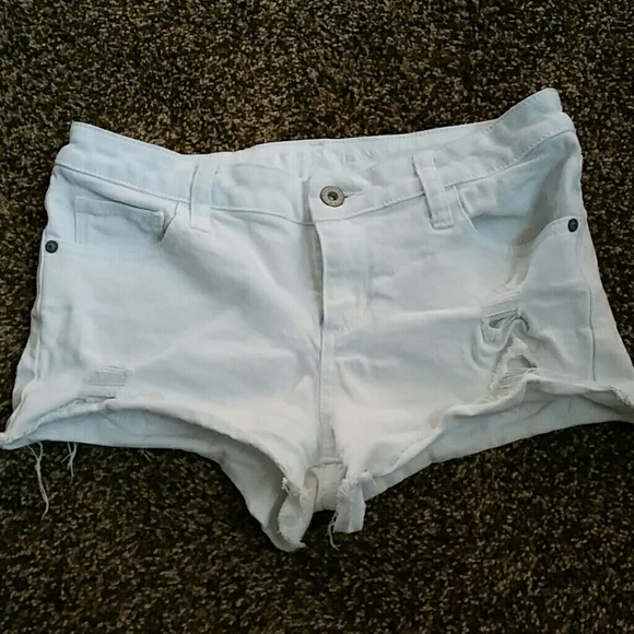 White fray booty shorts size 7