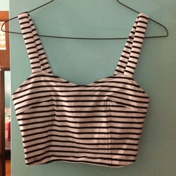 Black and white striped crop top