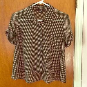 Polka dot button down short sleeve top