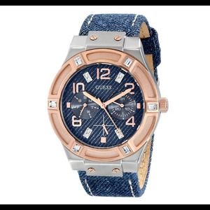 Denim GUESS? watch. New with tag & authentic box.
