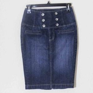 HIGH WAISTED DENIM PENCIL SKIRT