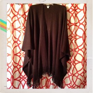 Soft Dark Brown Fringed Shawl
