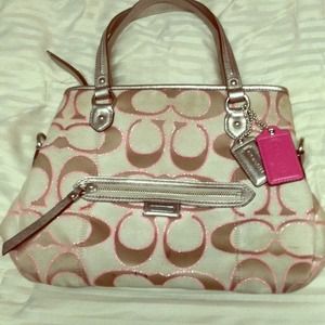 Tan/pink Coach purse