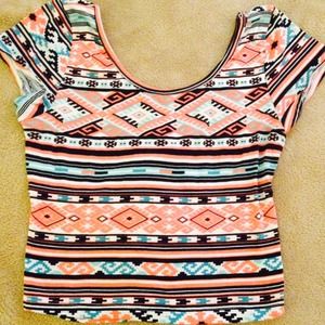Aztec twist back crop top