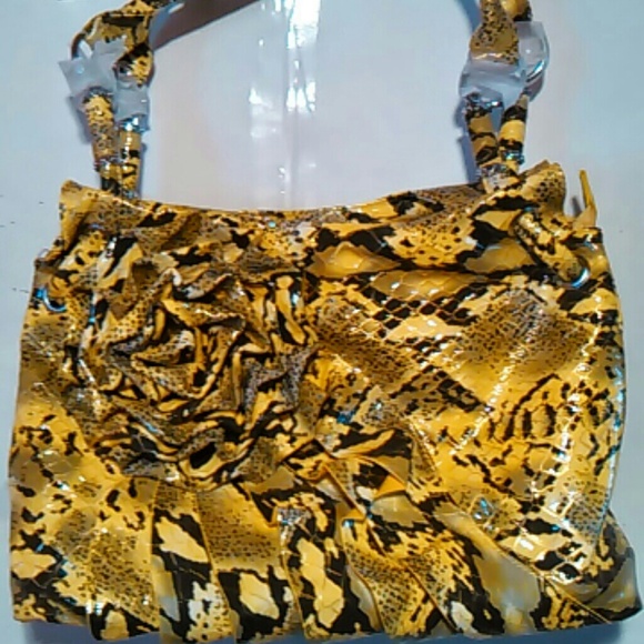 Snakeskin patterning flower design handbag - Picture 4 of 4