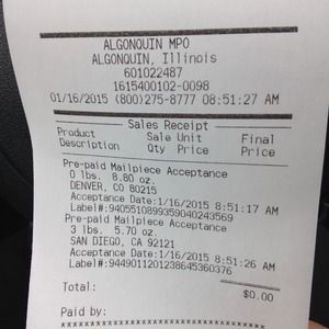 Shipping receipt for @painb17