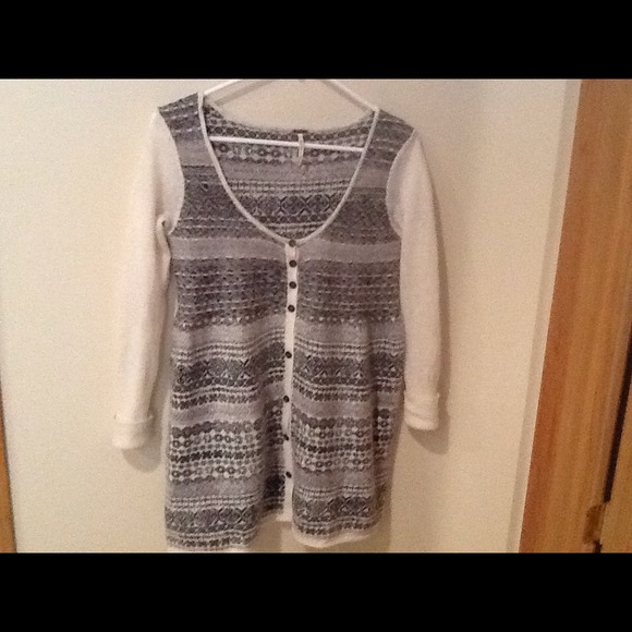 Cute Free People Grey/Ivory Cardigan