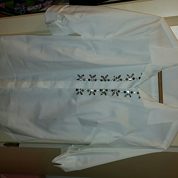 White jeweled blouse