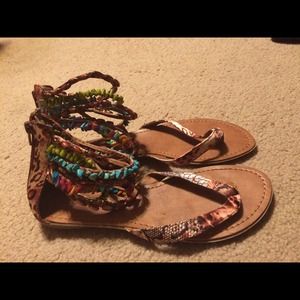 Aztec zipper sandals