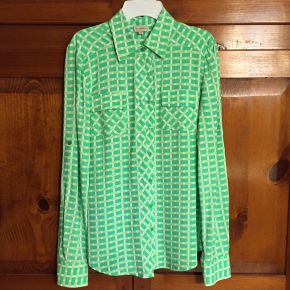 Green & White Button-down