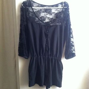 Stretchy black lace romper