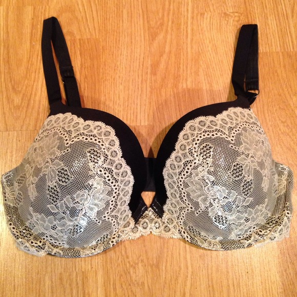 Black Bow Gold Lace Push Up Bra