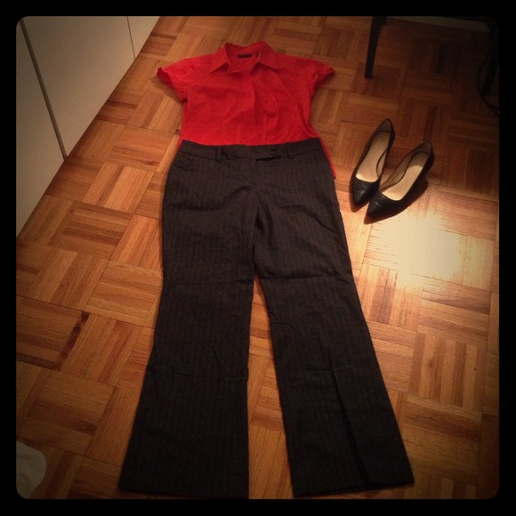 Dark blue herringbone design work slacks