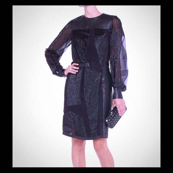 🌟HP🌟Helmut Lang Eros Silk-Blend&Leather Dress