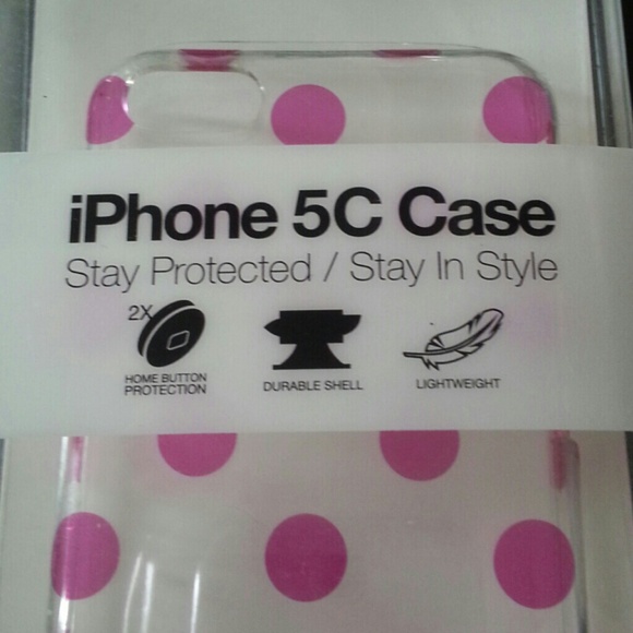 Iphone 5C hard case (clear with pink dots)