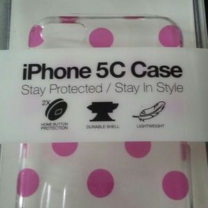 Iphone 5C hard case (clear with pink dots)