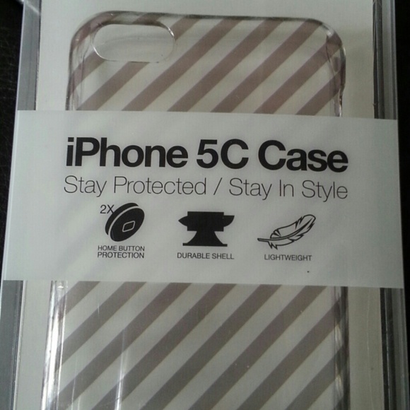 iphone 5c hard case (ckear with grey stripes)