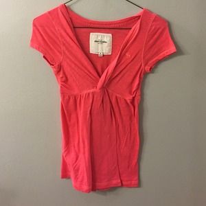 Abercrombie tie front coral tee