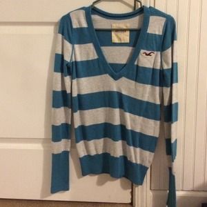 Hollister stripe v neck sweater