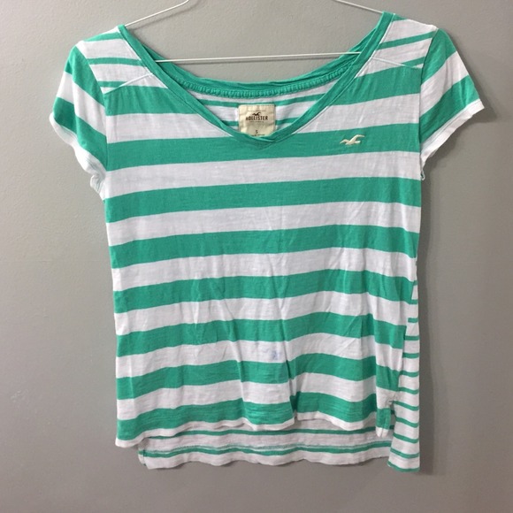 hollister green striped top