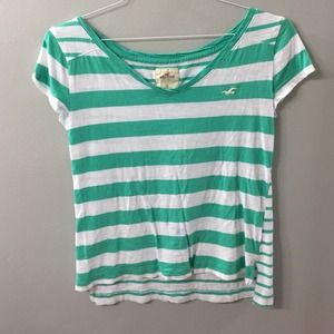 hollister green striped top