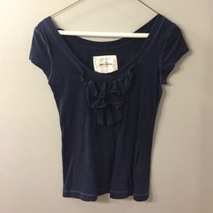 Abercrombie navy ruffle tee