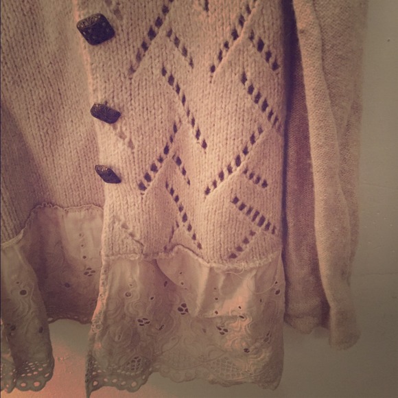 Free People Long Cream Cardigan