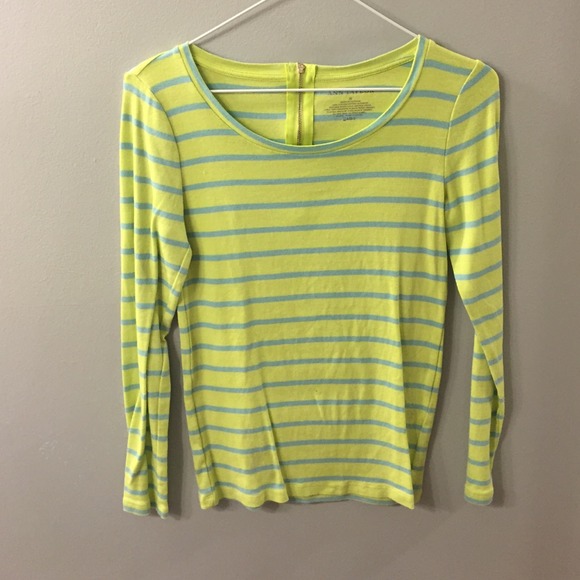 Ann Taylor striped long sleeve zipper back tee